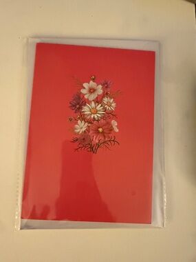 Daisy Pop-Up Floral Card in Coral and White